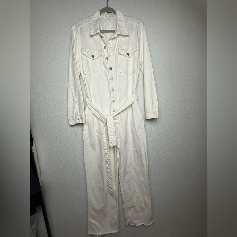 Boyish Cream Button-Up Belted Jumpsuit Size M. - Picture 3 of 14